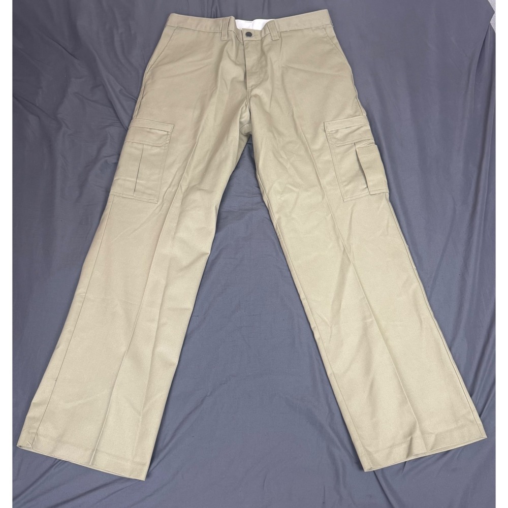 Dickies Mens Loose Fit Cargo Pants Khaki Tan Workwear ~36x33 W935592